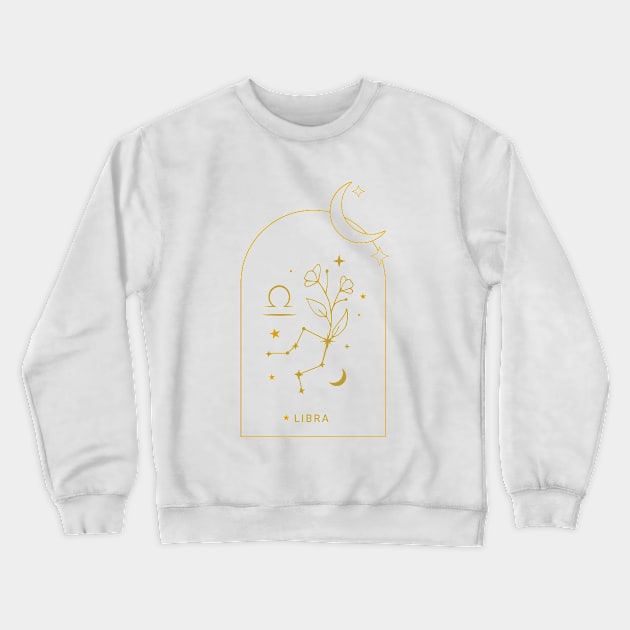 Libra Zodiac Constellation and Flowers - Astrology and Horoscope Crewneck Sweatshirt by Patty Bee Shop